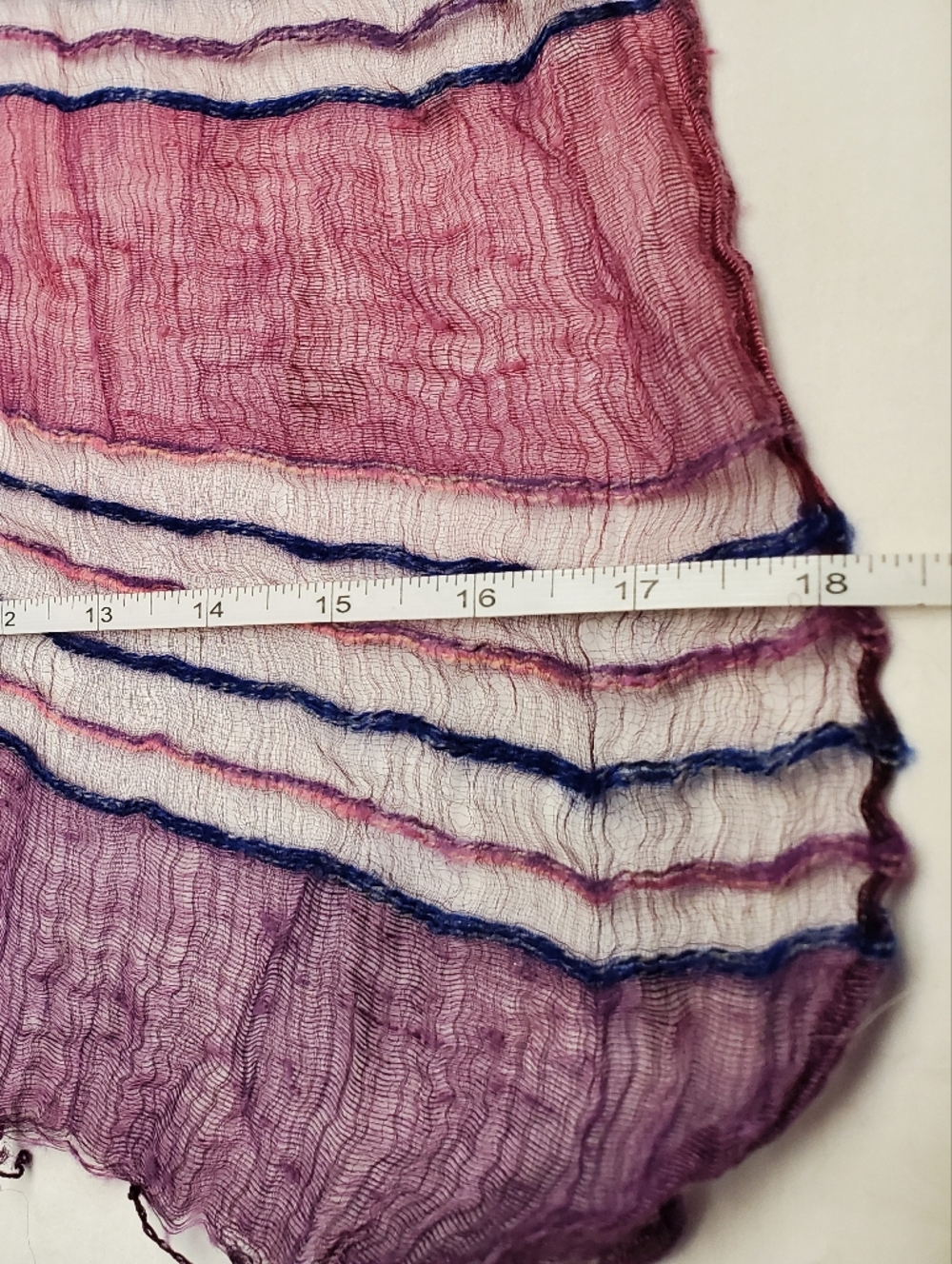 Fleurs by Elisabeth Audibert Paris Silk Scarf Boho Textured Fringe Purple Blue - Picture 7 of 9